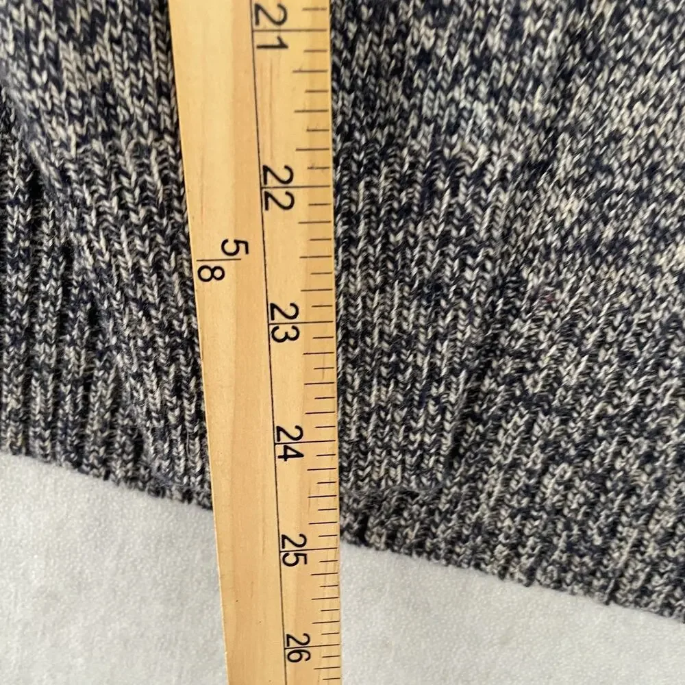 J Crew Sweater Adult Medium Blue Tan Wool Shawl Collar Rugged Merino Blend Knit